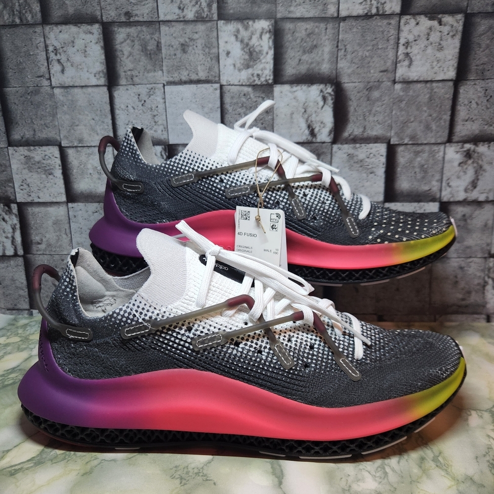 adidas Men's Athletic Shoes Gray White Pink Purple Gradient - Picture 2 of 13
